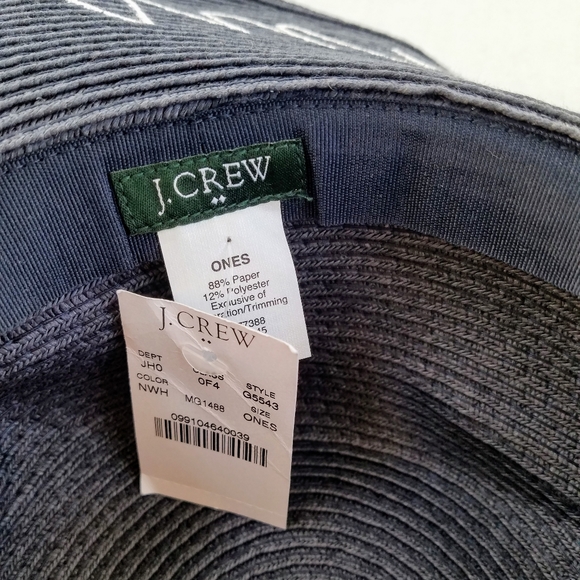 J.Crew Navy Textured Embroidered Straw Beach Hat - Picture 6 of 8